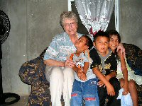 Claudia with Belizean children